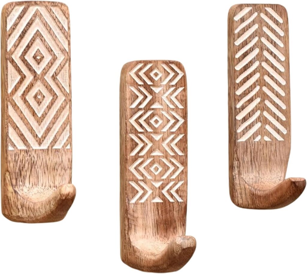 Ganci adesivi decorativi in legno per appendere abiti in stile Boho