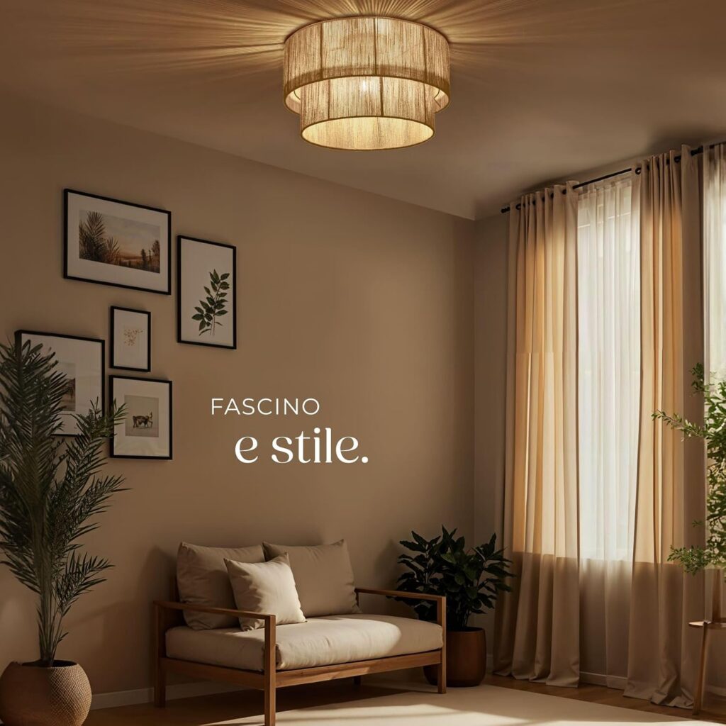 Lampada da Soffitto Boho in Fibra di Juta